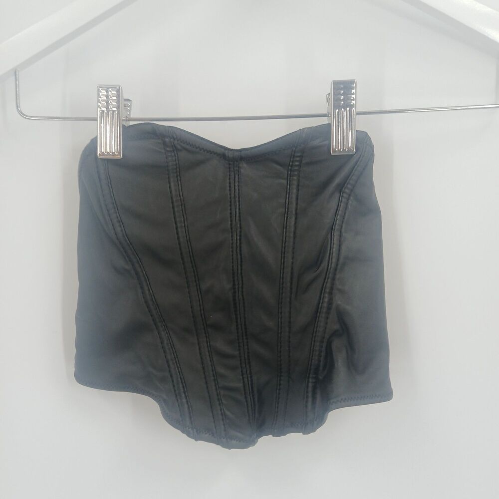womens shein Black Corset Top Sleeveless Structured Bodice Size XXS